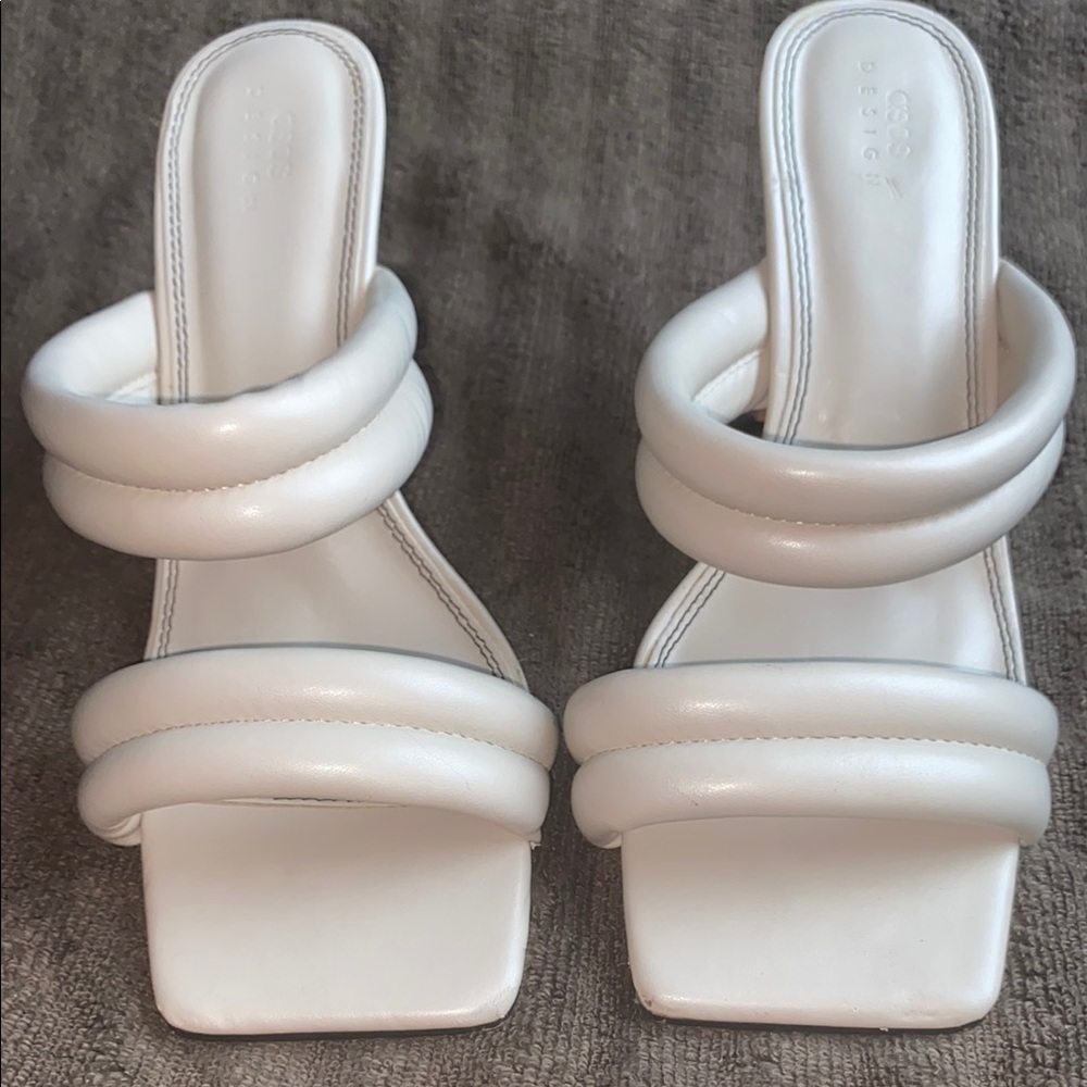 ASOS White Heels with Quilted Straps